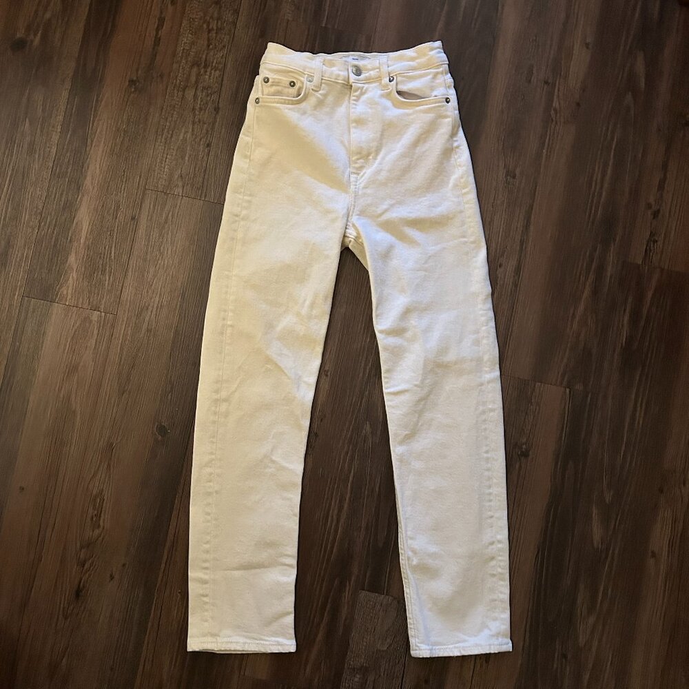 & Other Stories High Waisted White Narrow Straight Favourite Cut - Size 25